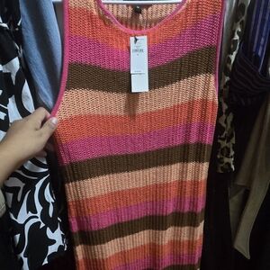 Banana Republic Striped Maxi Dress - Pink, Orange, Brown